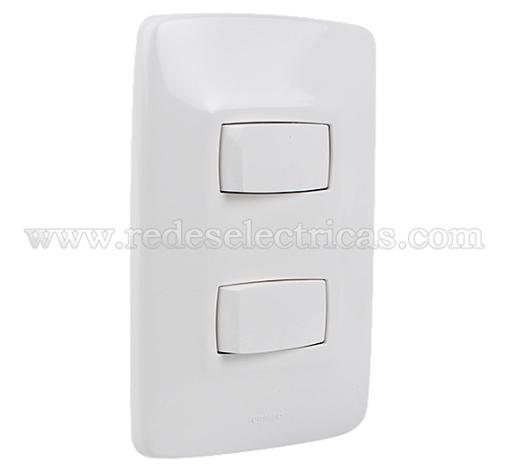 Interruptor Doble Blanco Makel 32001003 Lillium Natural | 10A 250V, Mecanismo Empotrar Con Garras, Marco Incluido